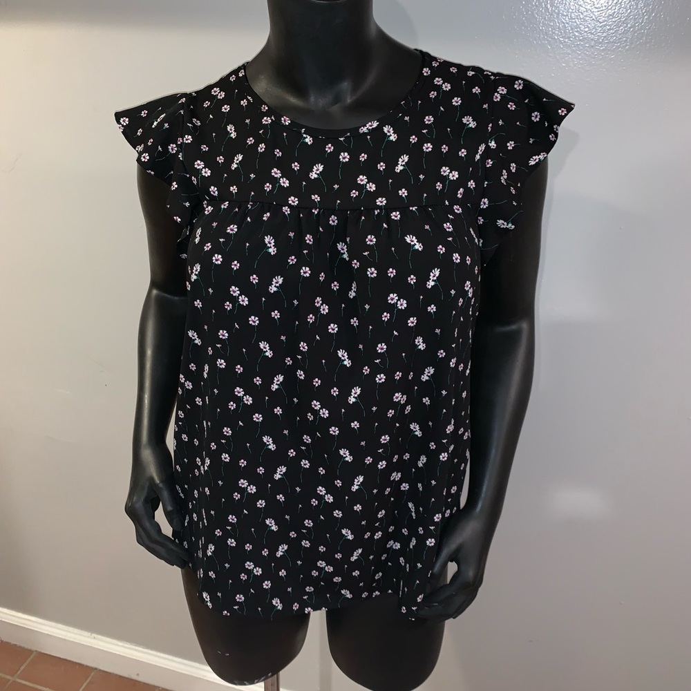 Floral Womens Black Tank Blouse F21 Forever 21